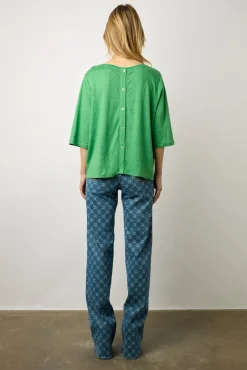 Tshirt Au Dos Boutonne Vert - Magnolia<Gerard Darel Outlet
