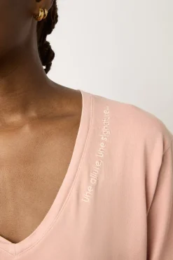 T-Shirt Col Tunisien Coton Rose - Maurine<Gerard Darel Discount