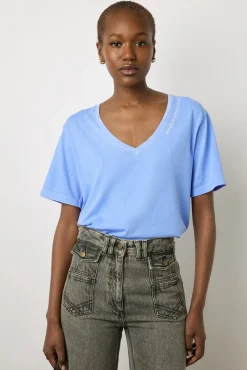 T-Shirt Col Tunisien En Coton Bleu - Maurine<Gerard Darel Discount