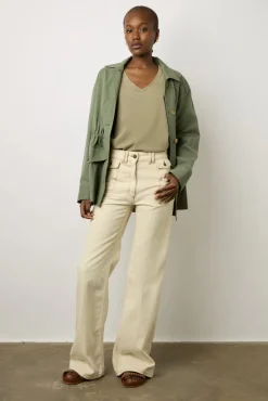 T-Shirt Col Tunisien En Coton Kaki - Maurine<Gerard Darel Fashion