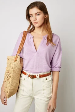 Tshirt Col Tunisien Lilas - Maddie<Gerard Darel Fashion