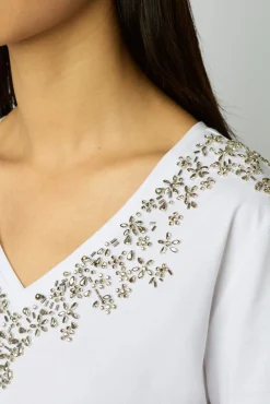 Tshirt En Coton A Strass Ecru - Malie<Gerard Darel Clearance