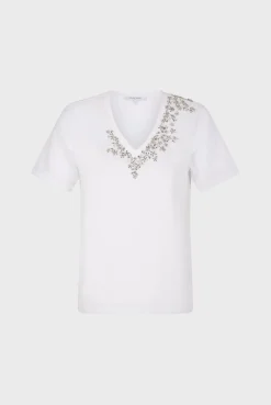 Tshirt En Coton A Strass Ecru - Malie<Gerard Darel Clearance