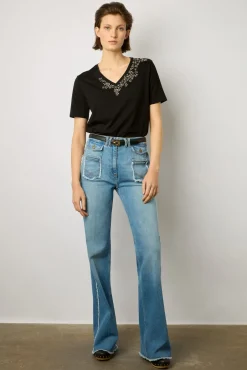 Tshirt En Coton A Strass Noir - Malie<Gerard Darel Hot
