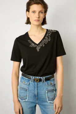Tshirt En Coton A Strass Noir - Malie<Gerard Darel Hot