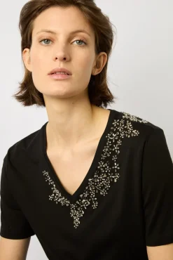 Tshirt En Coton A Strass Noir - Malie<Gerard Darel Hot