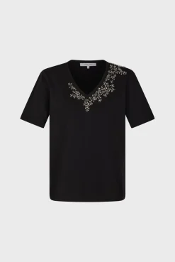 Tshirt En Coton A Strass Noir - Malie<Gerard Darel Hot
