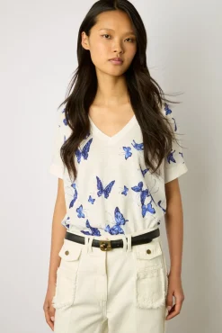Tshirt En Coton Papillons Bleu - Mirela<Gerard Darel Discount
