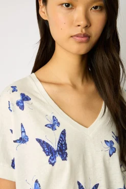 Tshirt En Coton Papillons Bleu - Mirela<Gerard Darel Discount
