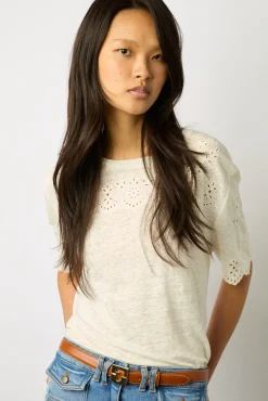 Tshirt En Lin A Broderie Ecru - Manika<Gerard Darel Clearance