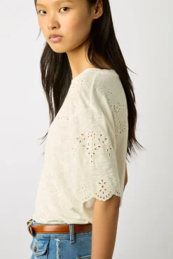 Tshirt En Lin A Broderie Ecru - Manika<Gerard Darel Clearance