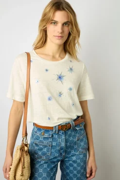 Tshirt Etoiles En Lin Ecru - Manele<Gerard Darel Fashion
