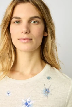 Tshirt Etoiles En Lin Ecru - Manele<Gerard Darel Fashion