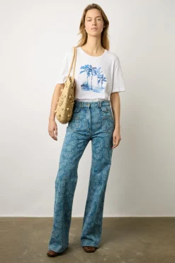 Tshirt Imprime Palmier En Coton Ecru - Mayli<Gerard Darel Clearance
