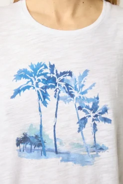 Tshirt Imprime Palmier En Coton Ecru - Mayli<Gerard Darel Clearance