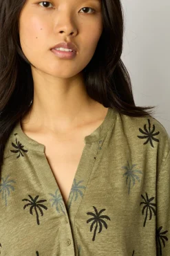 Tshirt Palmier En Lin Vert Kaki - Madison<Gerard Darel Sale