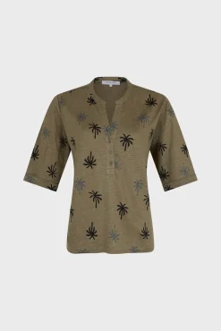 Tshirt Palmier En Lin Vert Kaki - Madison<Gerard Darel Sale