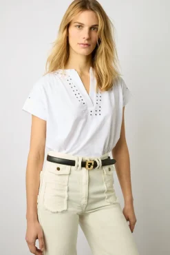 T-Shirt Pastilles En Coton Ecru - Manou<Gerard Darel Discount