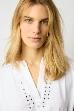 T-Shirt Pastilles En Coton Ecru - Manou<Gerard Darel Discount