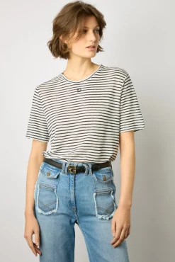 Tshirt Raye En Lin Marine - Myria<Gerard Darel Clearance