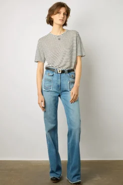 Tshirt Raye En Lin Marine - Myria<Gerard Darel Clearance