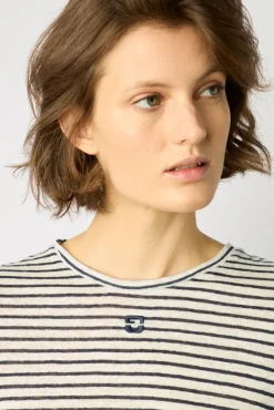 Tshirt Raye En Lin Marine - Myria<Gerard Darel Clearance