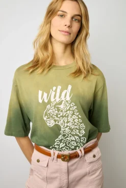 Tshirt Serigraphie Vert Kaki - Malory<Gerard Darel Outlet