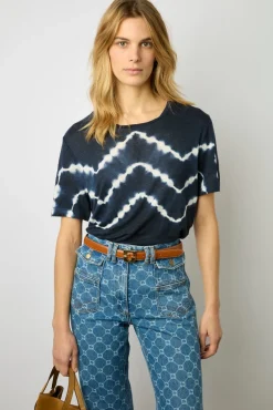 Tshirt Tie And Dye En Lin Indigo - Maroi<Gerard Darel Discount