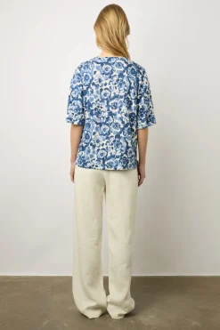 T-Shirt Tunisien Fleuri En Lin Ecru - Monia<Gerard Darel Sale