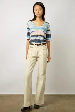 Tshirt V Aquarelle En Lin Electrique - Misia<Gerard Darel Online