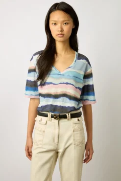 Tshirt V Aquarelle En Lin Electrique - Misia<Gerard Darel Online