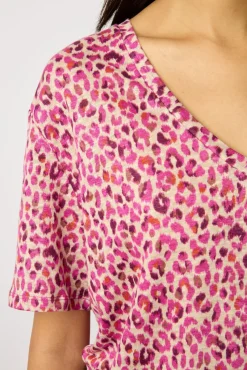 Tshirt V Imprime Leopard Fuchsia - Misha<Gerard Darel Outlet