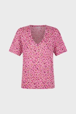 Tshirt V Imprime Leopard Fuchsia - Misha<Gerard Darel Outlet