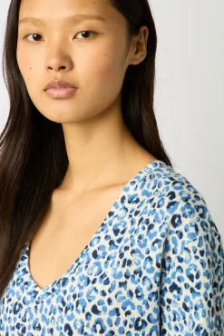 Tshirt V Imprime Leopard Indigo - Misha<Gerard Darel Online