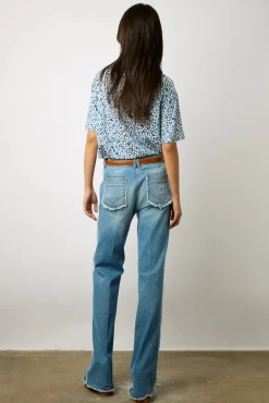 Tshirt V Imprime Leopard Indigo - Misha<Gerard Darel Online