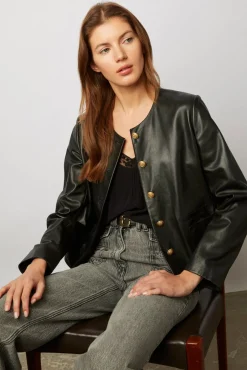 Veste Courte En Cuir D'Agneau Plonge - Najya<Gerard Darel Online