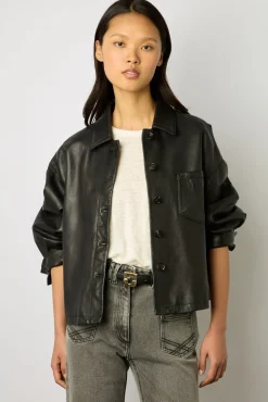 Veste Courte En Cuir Noir - Jocya<Gerard Darel New