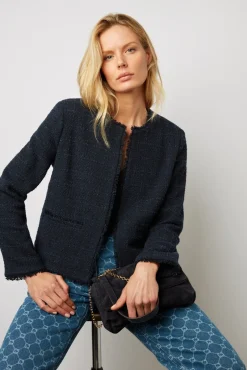 Veste Courte En Tweed Marine - Bynell<Gerard Darel Discount