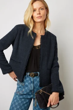 Veste Courte En Tweed Marine - Bynell<Gerard Darel Discount