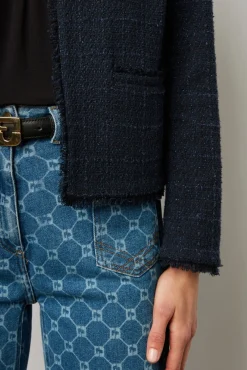 Veste Courte En Tweed Marine - Bynell<Gerard Darel Discount