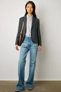 Veste De Tailleur A Rayures Marine - Eddie<Gerard Darel Fashion