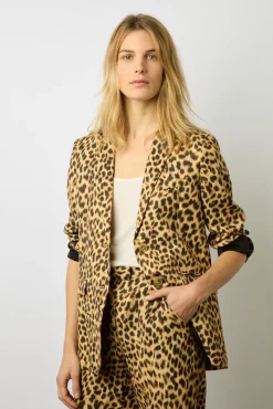 Veste De Tailleur Leopard Marron - Beila<Gerard Darel Sale