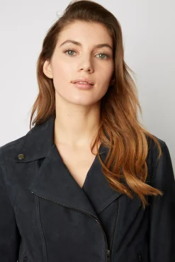 Veste En Cuir Velours Marine - Joceline<Gerard Darel Online