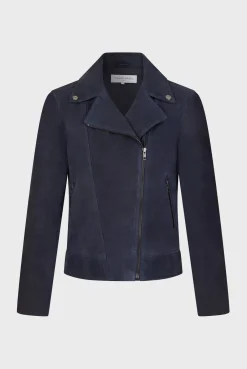 Veste En Cuir Velours Marine - Joceline<Gerard Darel Online