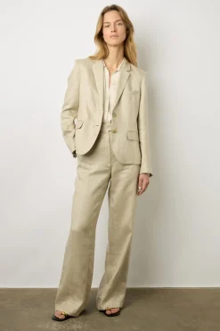 Veste En Lin Et Lurex Dore Sable - Brendi<Gerard Darel Outlet
