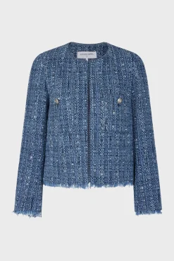 Veste En Tweed Et Lurex Indigo - Belmira<Gerard Darel Sale