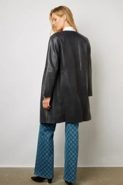 Veste Longue En Cuir Marine - Jemima<Gerard Darel Clearance