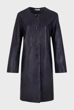Veste Longue En Cuir Marine - Jemima<Gerard Darel Clearance