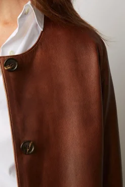 Veste Longue En Cuir Vieilli - Nalinha<Gerard Darel Hot