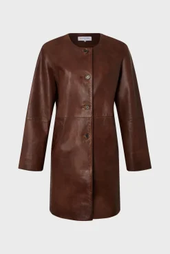 Veste Longue En Cuir Vieilli - Nalinha<Gerard Darel Hot